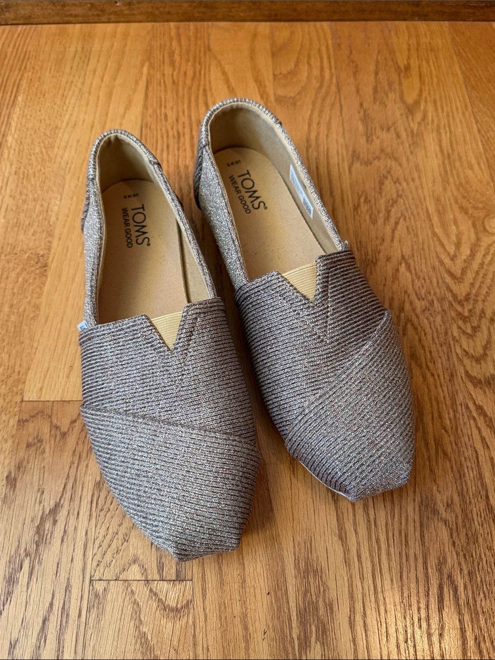 TOMS Alpargata Metallic Bronze Glitter Slip-On Casual Shoes Women’s Size 9